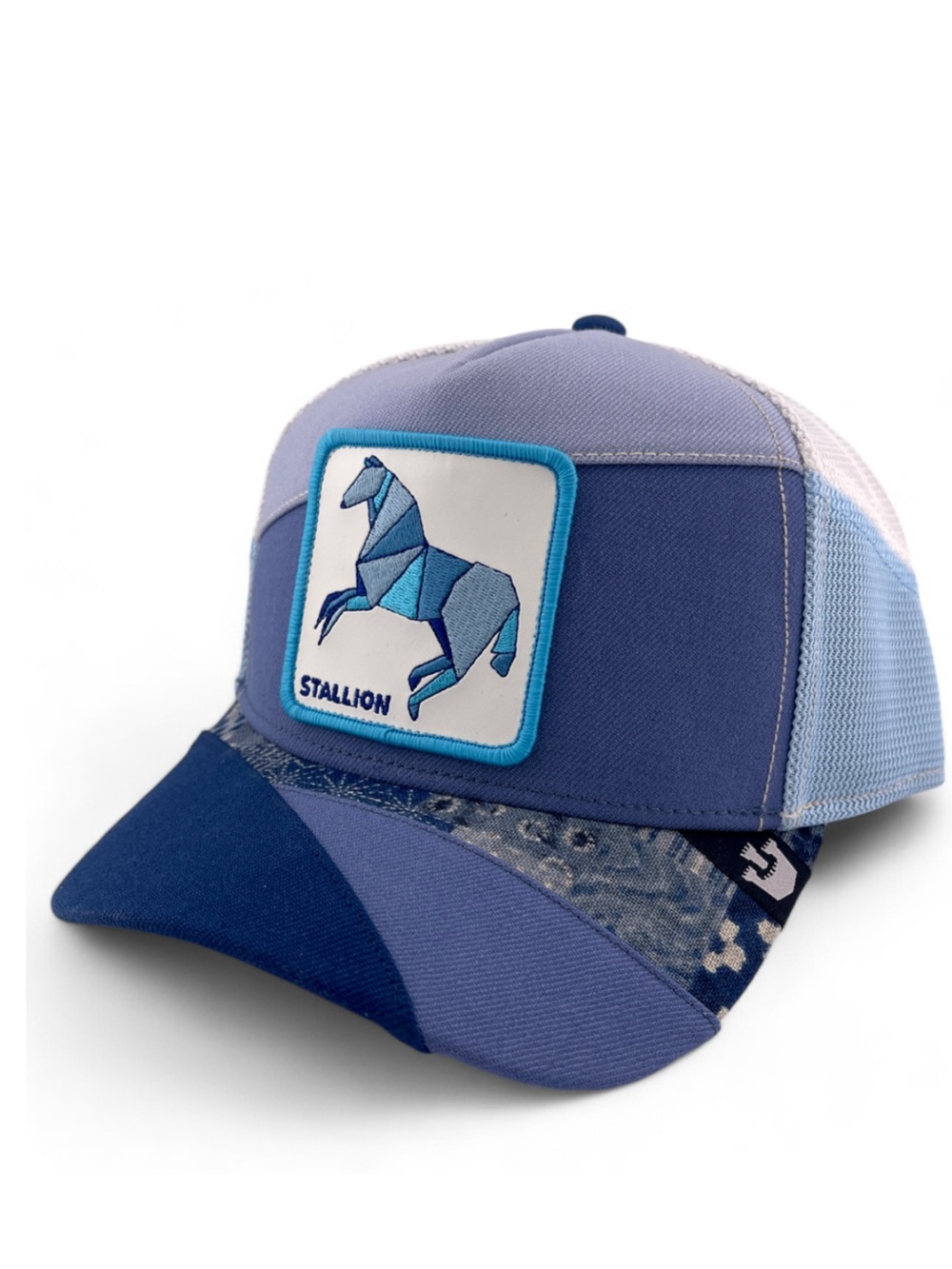 farmigami Goorin Bros Reliant Stallion Patch Trucker Hat -  Blue & Navy NWT